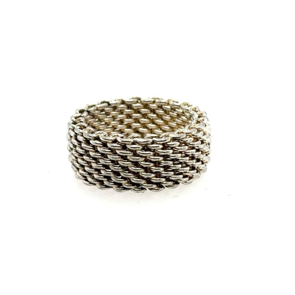 Tiffany & Co 925 Silver Mesh Link Ring size 6.5